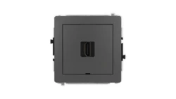 DECO Mechanizm gniazda pojedynczego HDMI 2.1, 8K, bez pola opisowego grafitowy mat 28DHDMIBO-5