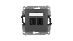 ICON Mechanizm gniazda podwójnego HDMI 2.1, 8K grafitowy mat 28IHDMI-6