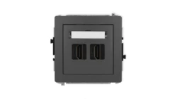 DECO Mechanizm gniazda podwójnego HDMI 2.1, 8K grafitowy mat 28DHDMI-6