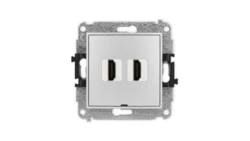 ICON Mechanizm gniazda podwójnego HDMI 2.1, 8K, bez pola opisowego srebrny metalik 7IHDMIBO-6