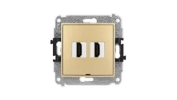 ICON Mechanizm gniazda podwójnego HDMI 2.1, 8K, bez pola opisowego złoty 29IHDMIBO-6