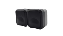 Gniazdo z uziemieniem podwójne natynkowe Aqua Pro IP55 szaro grafitowe klapka dymna / 60327