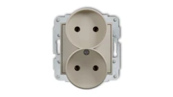 ICON Mechanizm gniazda podwójnego do ramki bez uziemienia 2x2P (bez przesłon torów prądowych) taupe 60IGPR-2