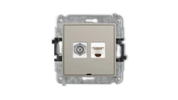 ICON Mechanizm gniazda antenowego poj. typu F (SAT) + gniazda komp. poj. 1xRJ45, kat. 5e, 8-stykowy, bez opisu taupe 60IGFKBO-1