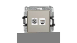 ICON Mechanizm gniazda antenowego poj. typu F (SAT) + gniazda komp. poj. 1xRJ45, kat. 6, 8-stykowy, bez opisu taupe 60IGFKBO-3