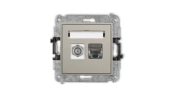 ICON Mechanizm gniazda antenowego poj. typu F (SAT) + gniazda komp. poj. 1xRJ45, kat. 6 ekranowany, 8-stykowy taupe 60IGFK-5