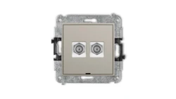 ICON Mechanizm gniazda antenowego podwójnego typu F (SAT) niklowany, bez pola opisowego taupe 60IGFBO-2
