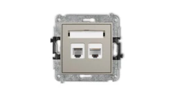 ICON Mechanizm gniazda telefonicznego poj. 1xRJ11 + komputerowego poj. 1xRJ45, kat. 5e, 8-stykowy, beznarzędziowe taupe 60IGTK