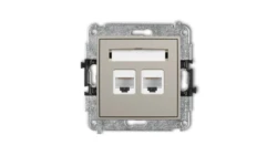 ICON Mechanizm gniazda komputerowego podwójnego 2xRJ45, kat. 6, 8-stykowy taupe 60IGK-4