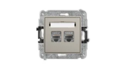 ICON Mechanizm gniazda komputerowego podwójnego 2xRJ45, kat. 7, ekranowany, 8-stykowy taupe 60IGK-10