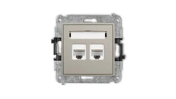 ICON Mechanizm gniazda komputerowego podwójnego 2xRJ45, kat. 6A, 8-stykowy taupe 60IGK-8