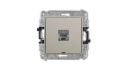 ICON Mechanizm gniazda komputerowego pojedynczego 1xRJ45, kat. 5e, ekranowany, 8-stykowy, bez pola opisowego taupe 60IGKBO-1e