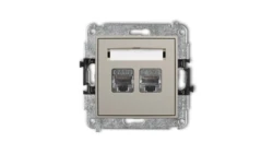 ICON Mechanizm gniazda komputerowego podwójnego 2xRJ45, kat. 6, ekranowany, 8-stykowy taupe 60IGK-6