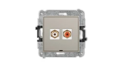ICON Mechanizm gniazda podwójnego RCA, bez pola opisowego (typu cinch - biały i czerwony, pozłacany) taupe 60IGRCABO-2