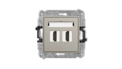 ICON Mechanizm gniazda podwójnego HDMI 2.0, 4K taupe 60IHDMI-4