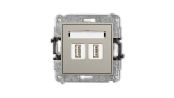 ICON Mechanizm gniazda podwójnego 2xUSB A-A 2.0 taupe 60IGUSB-2