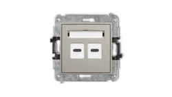 ICON Mechanizm gniazda podwójnego 2xUSB C-C taupe 60IGUSB-8