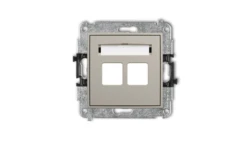 ICON Mechanizm gniazda multimedialnego podwójnego bez modułu (standard Keystone) taupe 60IGM-2P