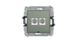 ICON Mechanizm gniazda antenowego podwójnego typu F (SAT) niklowany, bez pola opisowego szałwiowy 61IGFBO-2