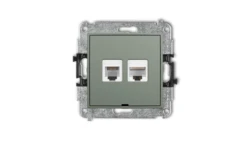 ICON Mechanizm gniazda telefonicznego 1xRJ11 + komp. poj. 1xRJ45 kat. 5e 8-stykowy, beznarzędziowe, bez opisu szałwiowy 61IGTKBO