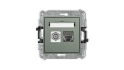 ICON Mechanizm gniazda antenowego poj. typu F (SAT) + gniazda komp. poj. 1xRJ45, kat. 6 ekranowany, 8-stykowy szałwiowy 61IGFK-5