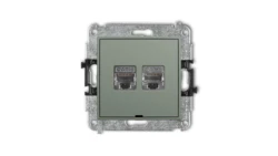 ICON Mechanizm gniazda komputerowego podwójnego 2xRJ45, kat. 6, ekranowany, 8-stykowy, bez pola opisowego szałwiowy 61IGKBO-6