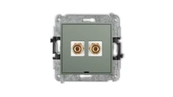 ICON Mechanizm gniazda głośnikowego poj. bez opisu (banan - czerwony i czarny, pozłacany, 4 mm2, do lut.) szałwiowy 61IGGBO-3