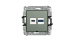 ICON Mechanizm ładowarki USB podwójnej USB C + USB A, 20W max., bez pola opisowego szałwiowy 61ICUSBBO-8