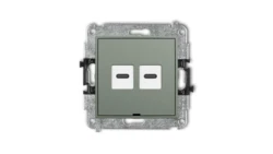 ICON Mechanizm gniazda podwójnego 2xUSB C-C, bez pola opisowego szałwiowy 61IGUSBBO-8