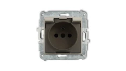 MINI Mechanizm gniazda bryzgoszczelnego z uziemieniem 2P+Z (klapka dymna, przesłony torów prądowych) taupe 60MGPB-1zdp