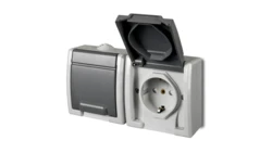 AQUANT Gniazdo hermetyczne podwójne 2x2P+Z schuko szare IP55 1245-10