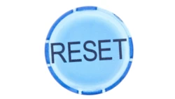 Soczewka przycisku 22mm płaska niebieska z opisem RESET M22-XDL-B-GB14 218336