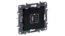 NILOE STEP - GNIAZDO USB 3A TYP A+C - MECHANIZM Z PLAKIETKĄ KOLOR CZARNY 863540