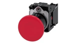 Przycisk grzybkowy, 22 mm, okrągły,czerwony, 40 mm, bez samopowrotu, odryglowanie pociągowe, z uchwytem, 1NC 3SU1100-1BA20-1CA0