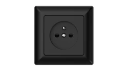 Gniazdo podtynkowe z uziemieniem, Varia, czarne / 46123