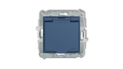 MINI Mechanizm gniazda bryzgoszczelnego z uziemieniem 2P+Z (klapka navy blue, przesłony torów prądowych) navy blue 64MGPB-1zp