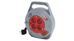 Przedłużacz zwijany 10 m / 4 gniazda / czerwony / PVC / 230 V / 1 mm2 H05VV-F3G