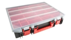 Skrzynka z przegródkami, 91mm x 416mm x 336mm, 15 przegrodowa , materiał: Polipropylen, kolor Czarny, czerwony, RS PRO