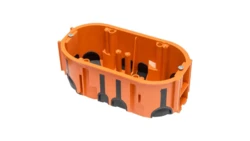 Puszka podtynkowa ProDuo podwójna, głęboka 60mm, fi68, łączeniowa, z wkrętami, wiatroszczelna , pomarańczowa, IP30 /A.0092/