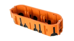 Puszka podtynkowa ProDuo potrójna, głęboka 60mm, fi68, łączeniowa, z wkrętami, wiatroszczelna , pomarańczowa, IP30 /A.0093/