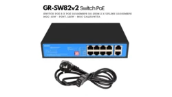 GR - SW82 v2 Switch PoE , 8 PoE, 2 Uplink, 250m do wideodomofonów IP, kamer IP