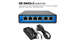 GR - SW42 v2 Switch PoE , 6 PoE, 2 Uplink, 250m do wideodomofonów IP, kamer IP