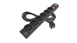 Listwa przeciwprzepięciowa EMOS, 6 gniazd, 3 m, czarna