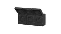 Gniazdo potrójne z uziemieniem natynkowe z klapką Aqua Plus IP44 antracyt / 40335