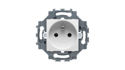 Gniazdo z uziemieniem 2P+E 16A z przesłonami styków, samozaciski, biały, Dahlia GW35216W