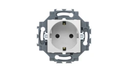 Gniazdo Schuko 2P+E 16A z przesłonami styków, z uziemieniem, samozaciski, białe, Dahlia GW35206W