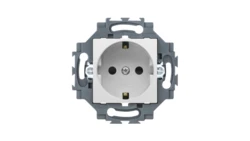 Gniazdo Schuko 2P+E 16A z przesłonami styków, z uziemieniem, zaciski śrubowe, białe, Dahlia GW35207W