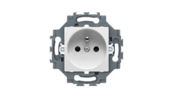 Gniazdo z uziemieniem 2P+E 16A z przesłonami styków, zaciski śrubowe, biały, Dahlia GW35212W