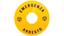 Szyld opisowy fi 90mm EMERGENZA/ARRESTO LPXAU112