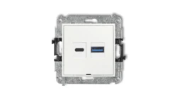 ICON Mechanizm ładowarki USB podwójnej USB C + USB A, 30W max., bez pola opisowego biały mat 25ICUSBBO-10
